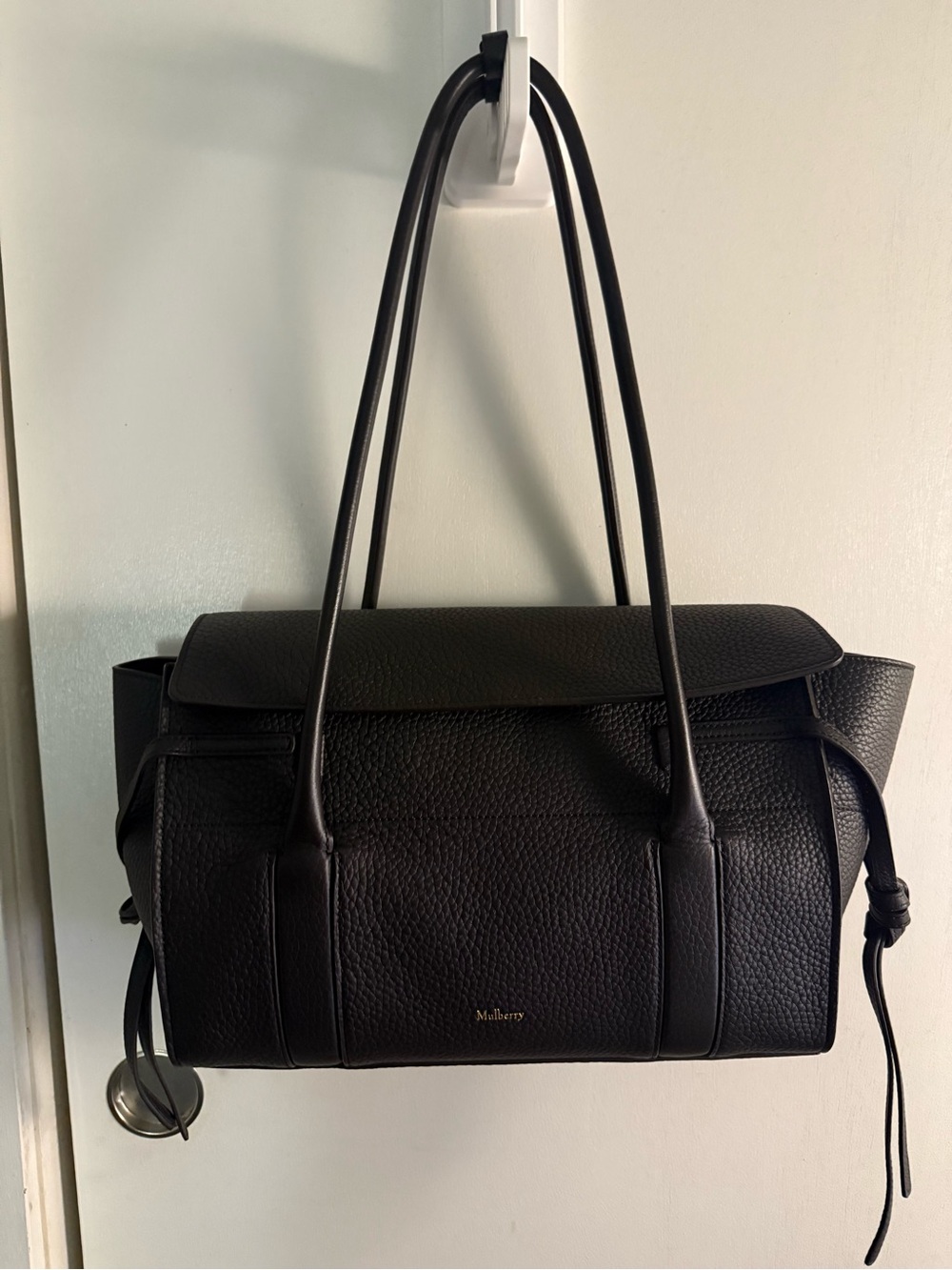 Mulberry Black Pebbled Leather Tote with Slim Shoulder Straps - Picture 1 of 7